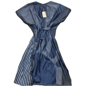 NWT‎ Nymane Relax Kaftan Moon Sun Print Blue Cotton Silk Boho One Size